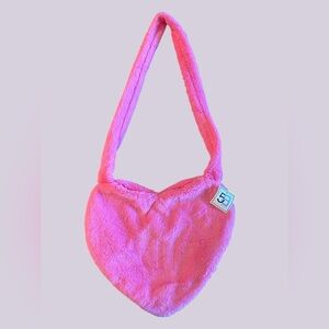 Pink Faux Fur Shoulder Bag Y2K Plush Hobo Handbag Soft Trendy